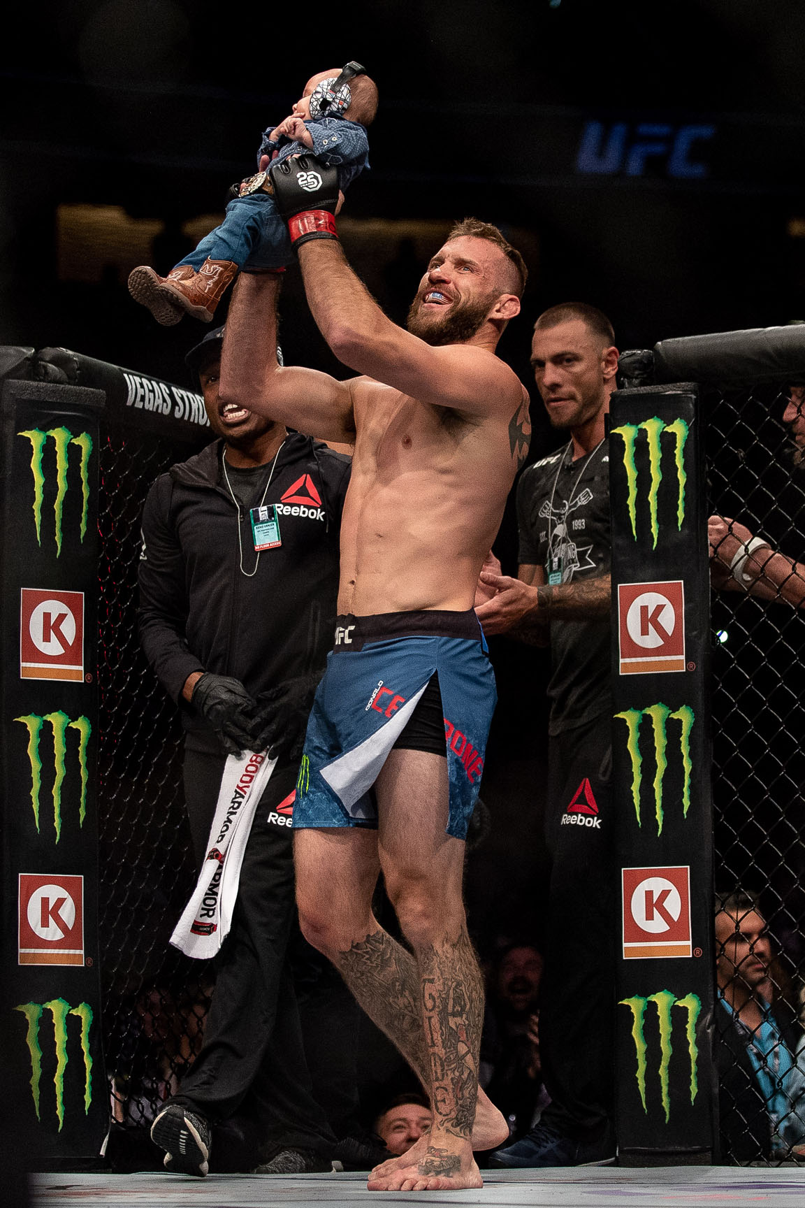 Monster Energy's Donald (Cowboy) Cerrone Breaks UFC Record Via Submission of Mike Perry and celebrates with his new baby