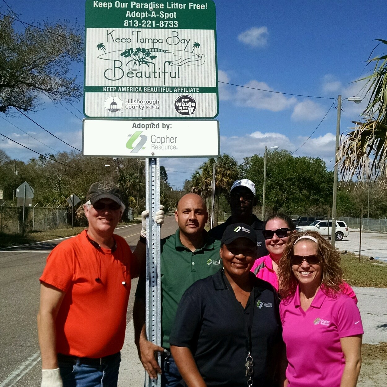 Gopher Resource employees outside their Adopt a Park location as part of Keep Tampa Bay Beautiful campaign.