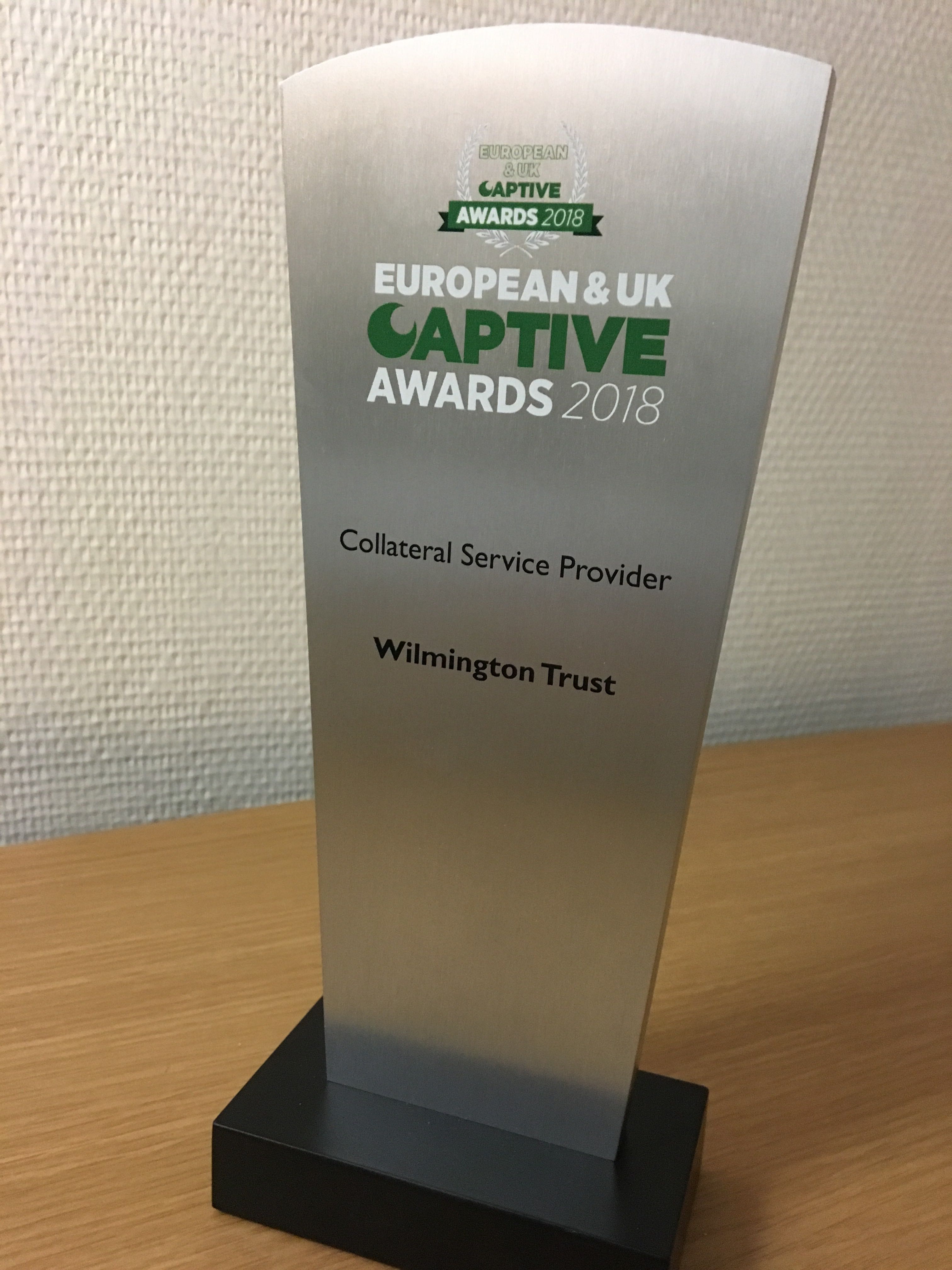 Wilmington Trust received the “Collateral Service Provider of the Year” award at the 2018 European & UK Captive Review Awards.
