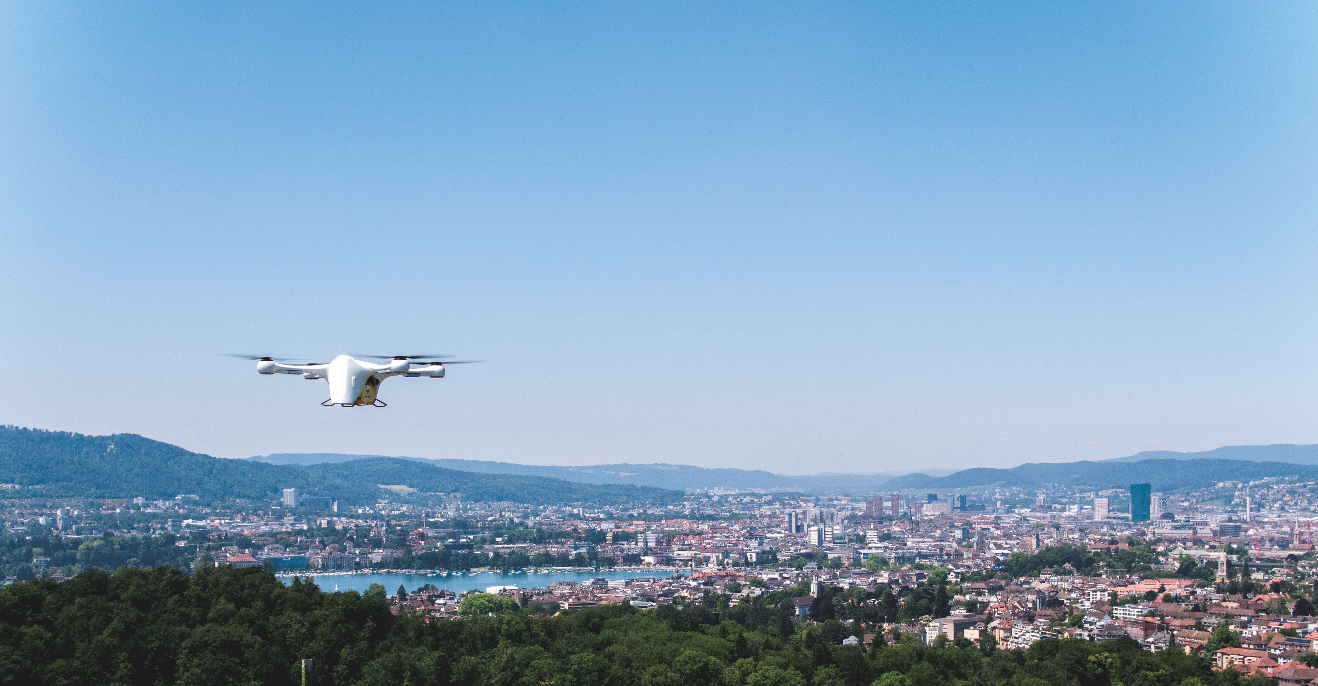 Matternet flying over the city of Zurich