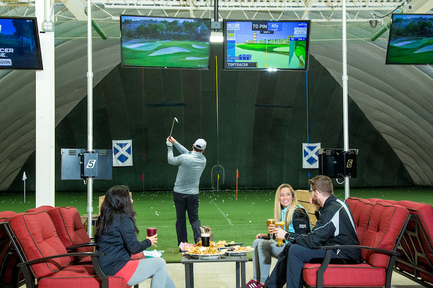 Mistwood Golf Dome with Toptracer, a fun entertainment venue for golfers and non-golfers