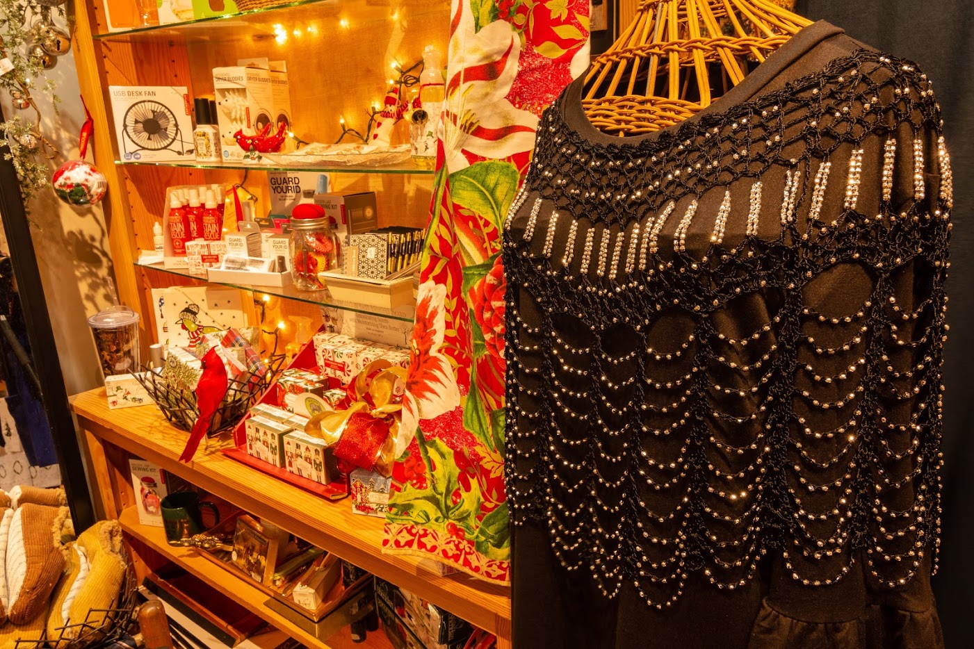 A beaded top for holiday parties.
