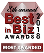 Best in Biz Awards 2018 Most Awarded winner logo