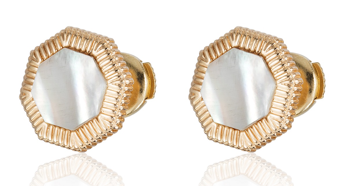 Day and Night earrings in 18K yellow gold with mother of pearl
