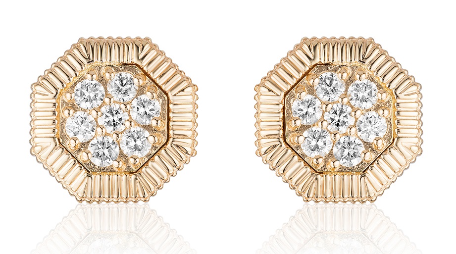 Octanight Earrings in 18K yellow gold with diamonds