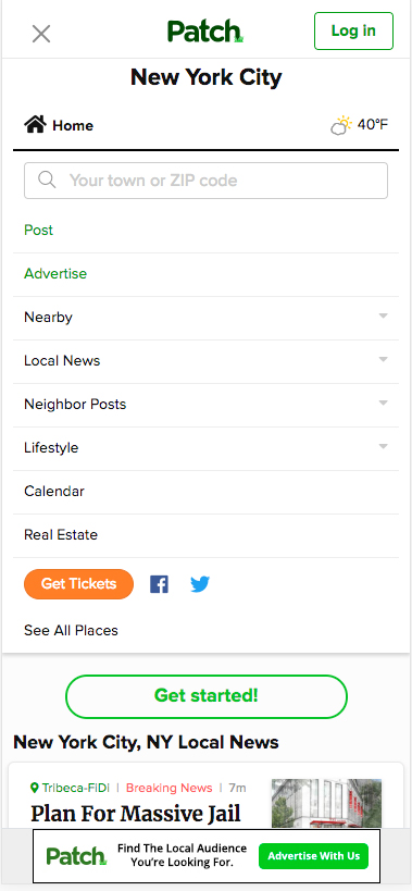 Patch users can access the TicketNetwork platform via the "Get Tickets" button on the site.