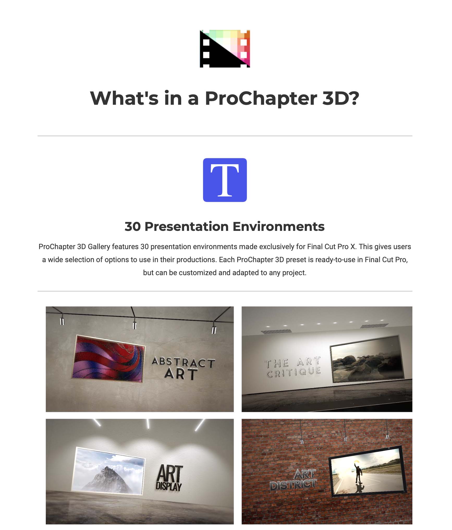 Pixel Film Studios - ProChapter 3D Gallery - FCPX Plugins