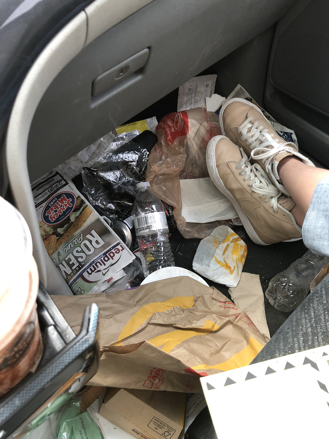 Trash on car floor