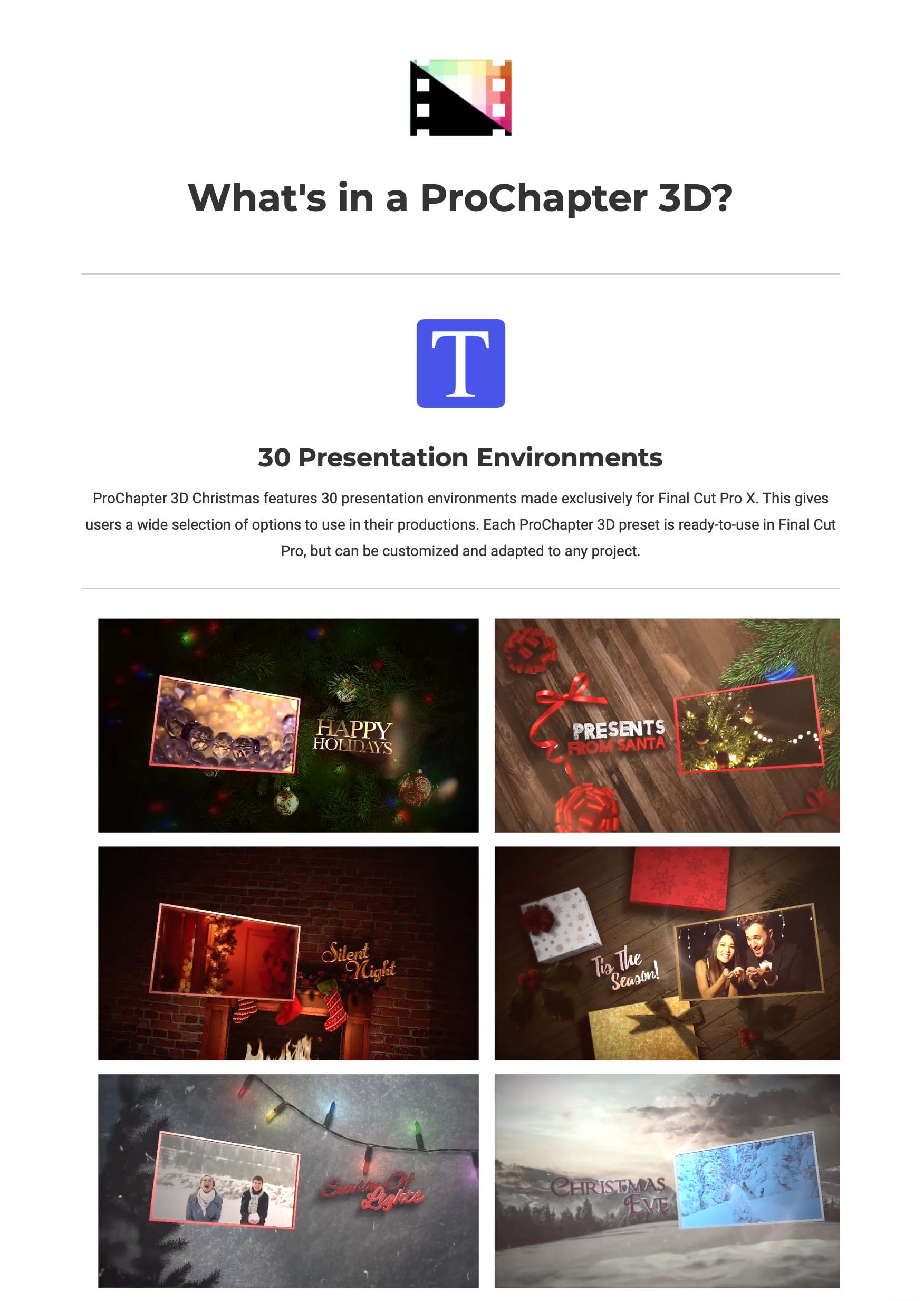 Pixel Film Studios - ProChapter 3D Christmas - FCPX Plugins