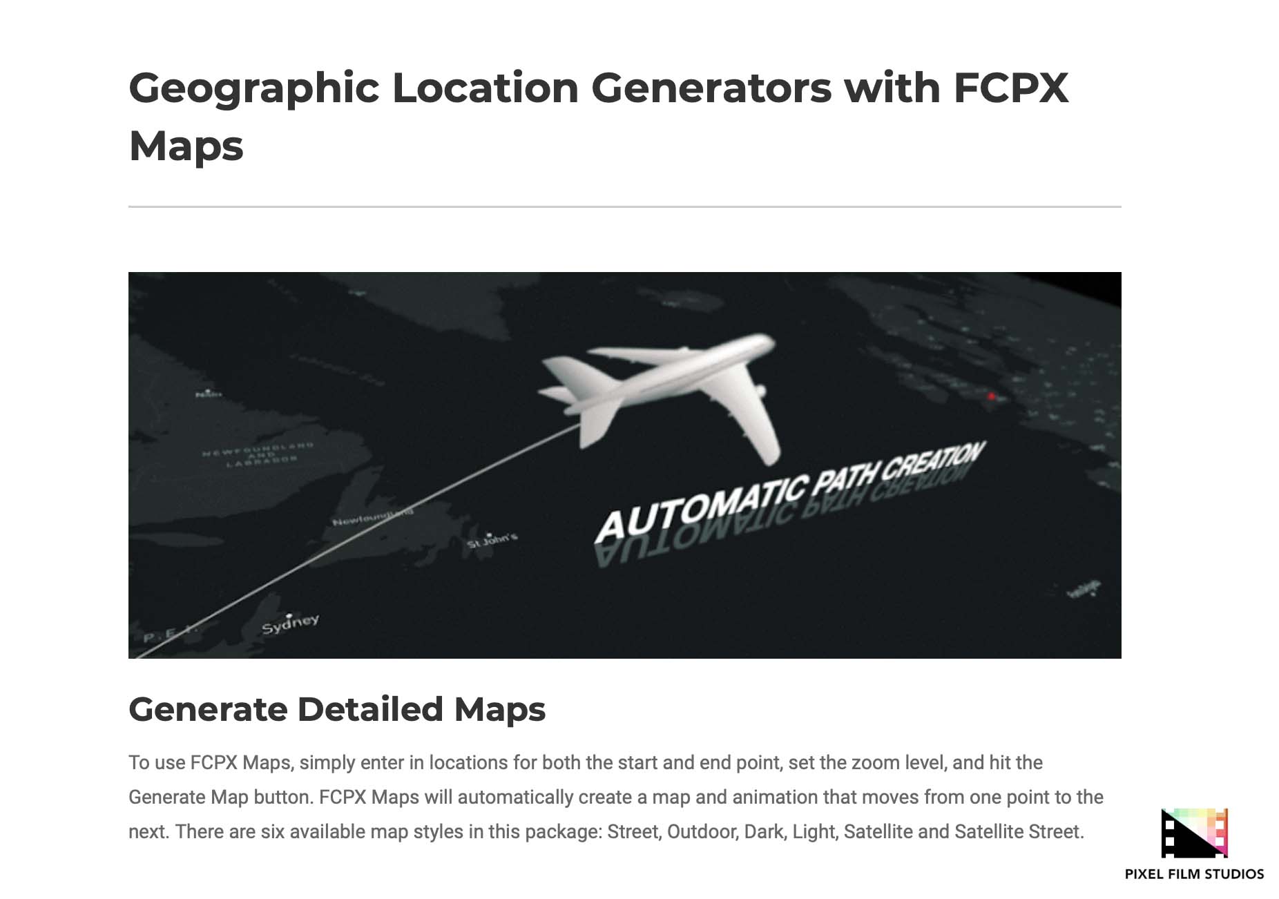 Pixel Film Studios - FCPX Maps 1.1 - FCPX Plugins