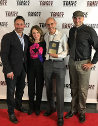 Pictured with the Best Drama Award are (L to R): actors Pete Postiglione and Susan Moses; Screenwriter and Producer Ross Schriftman; and Director Kevin Hackenberg.