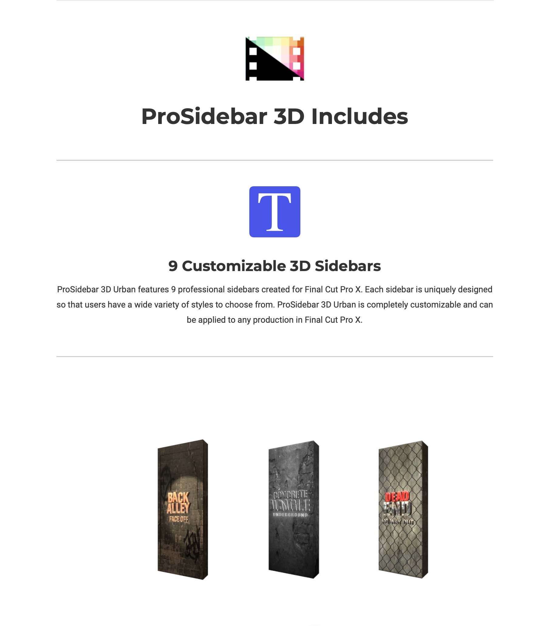 Pixel Film Studios - ProSidebar 3D Urban - FCPX Plugins