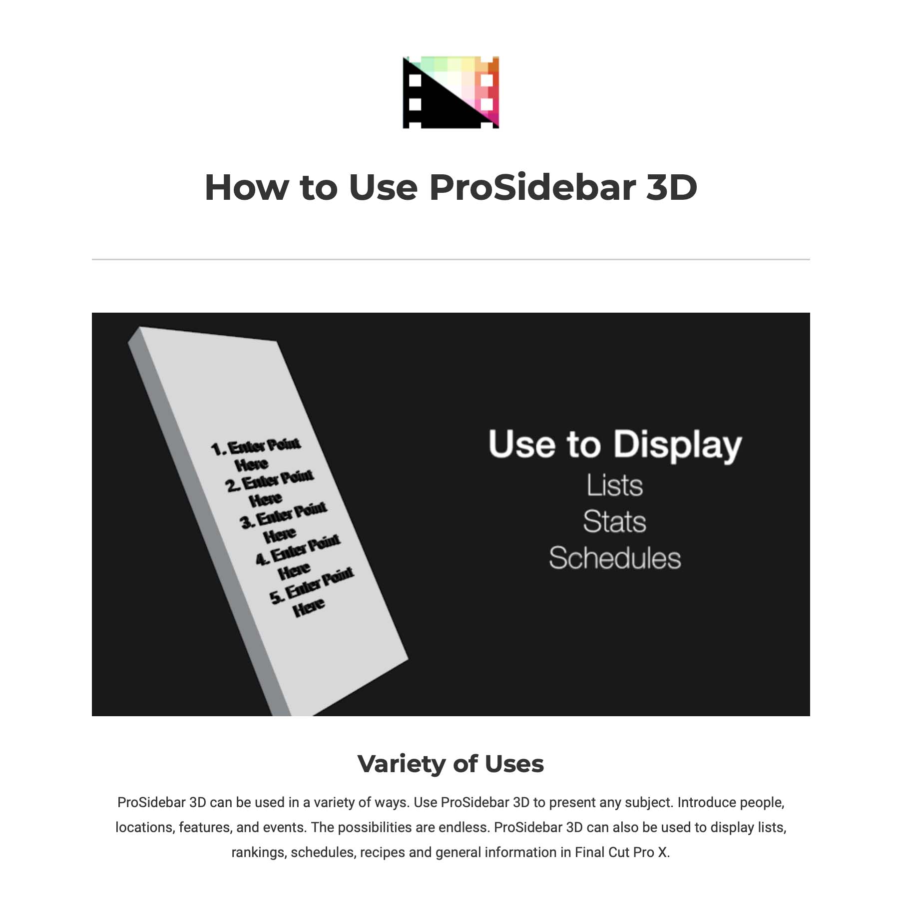 Pixel Film Studios - ProSidebar 3D Urban - FCPX Plugins