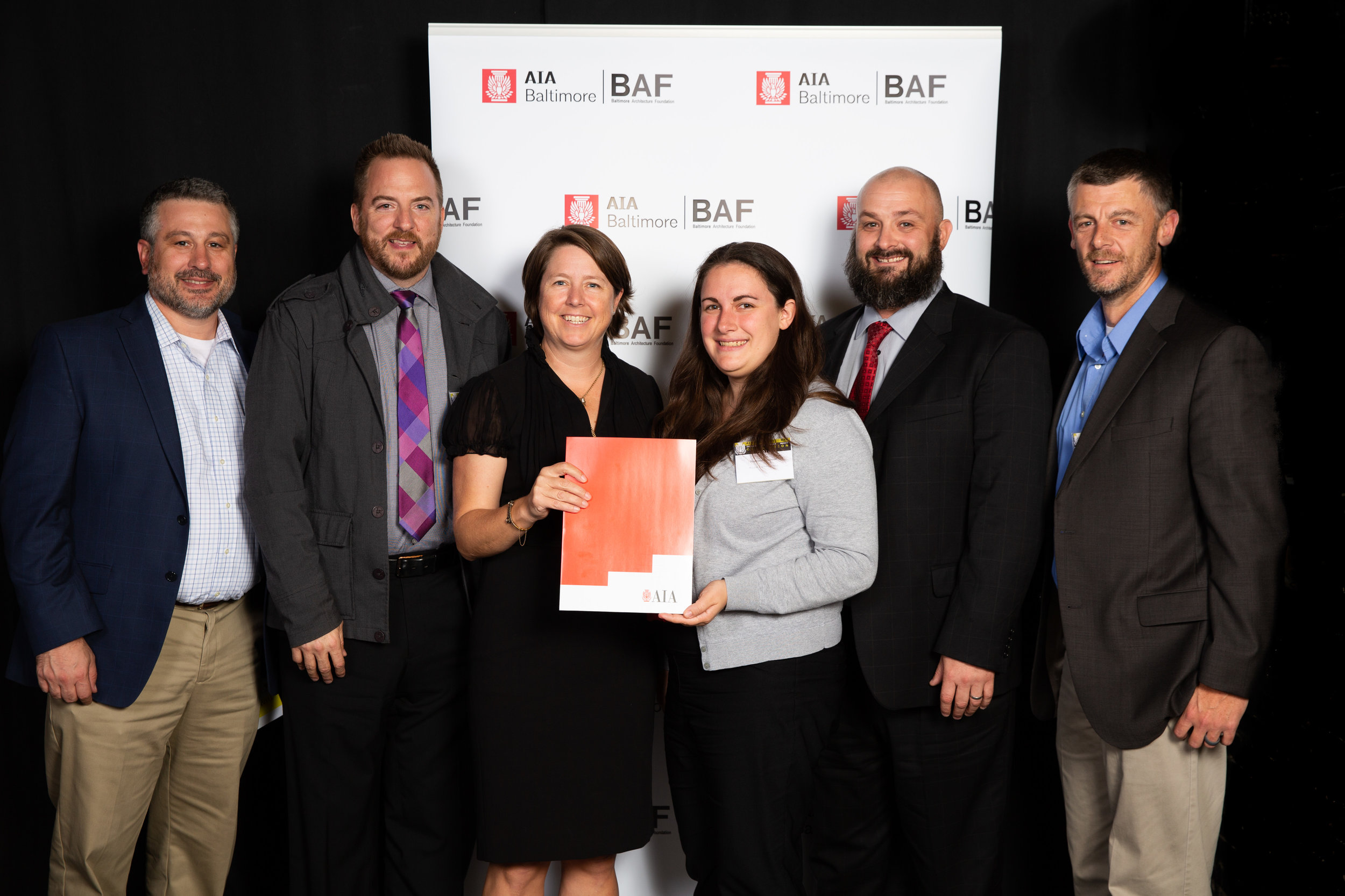 The project team displays its 2018 AIA Baltimore Design Award.