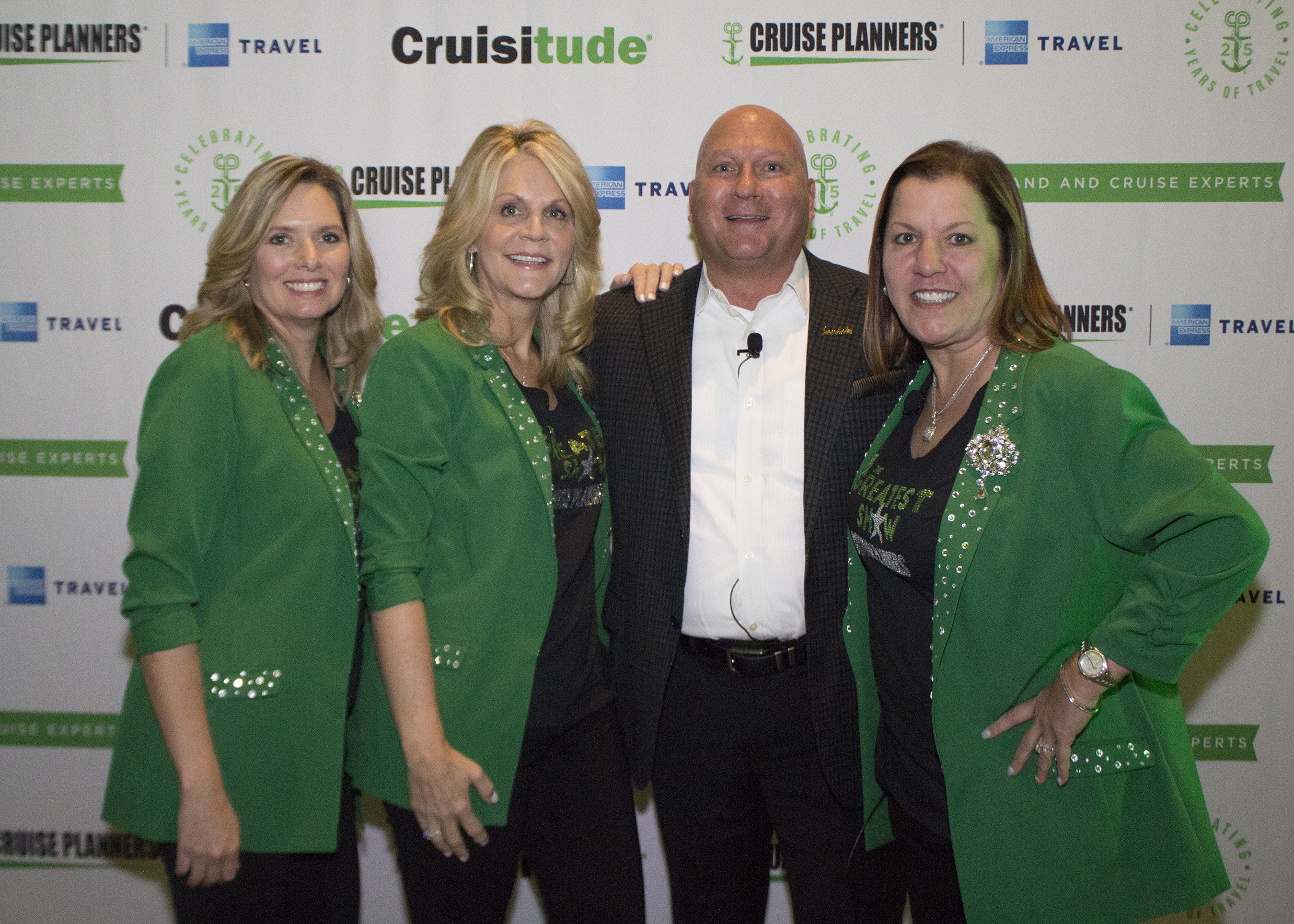 Jeff Clarke, representing Sandals and Beaches Resorts (third from left), congratulated Cruise Planners on tremendous sales growth for 2018 to a standing ovation at Cruise Planners’ annual Convention.