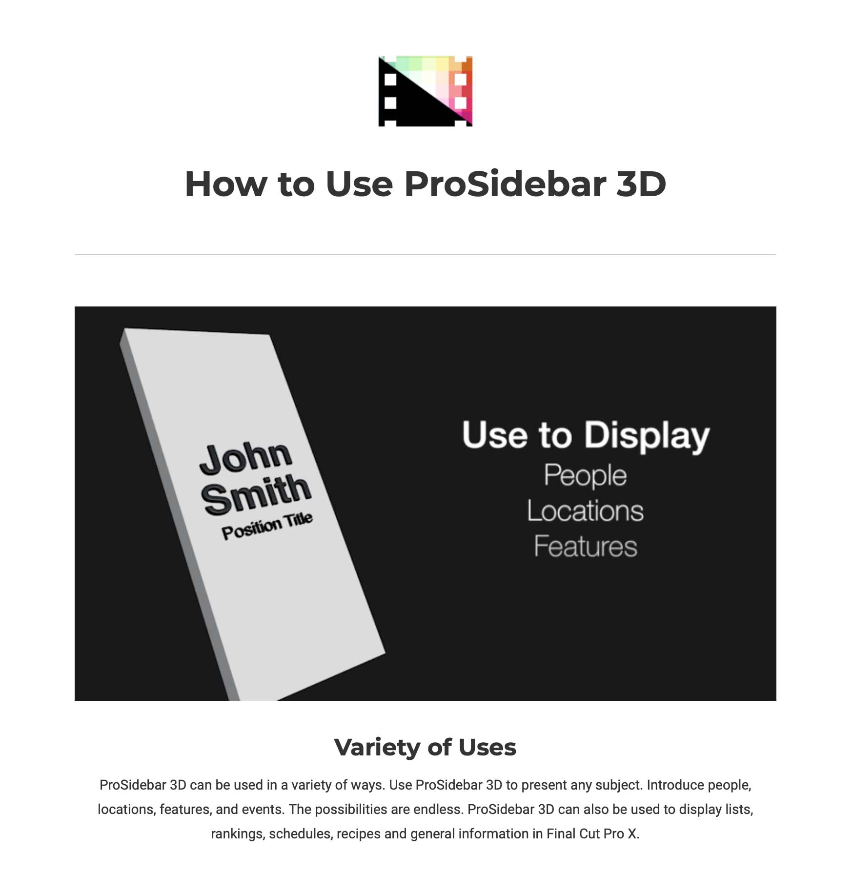 Pixel Film Studios - ProSidebar 3D Awards 2 - FCPX Plugins