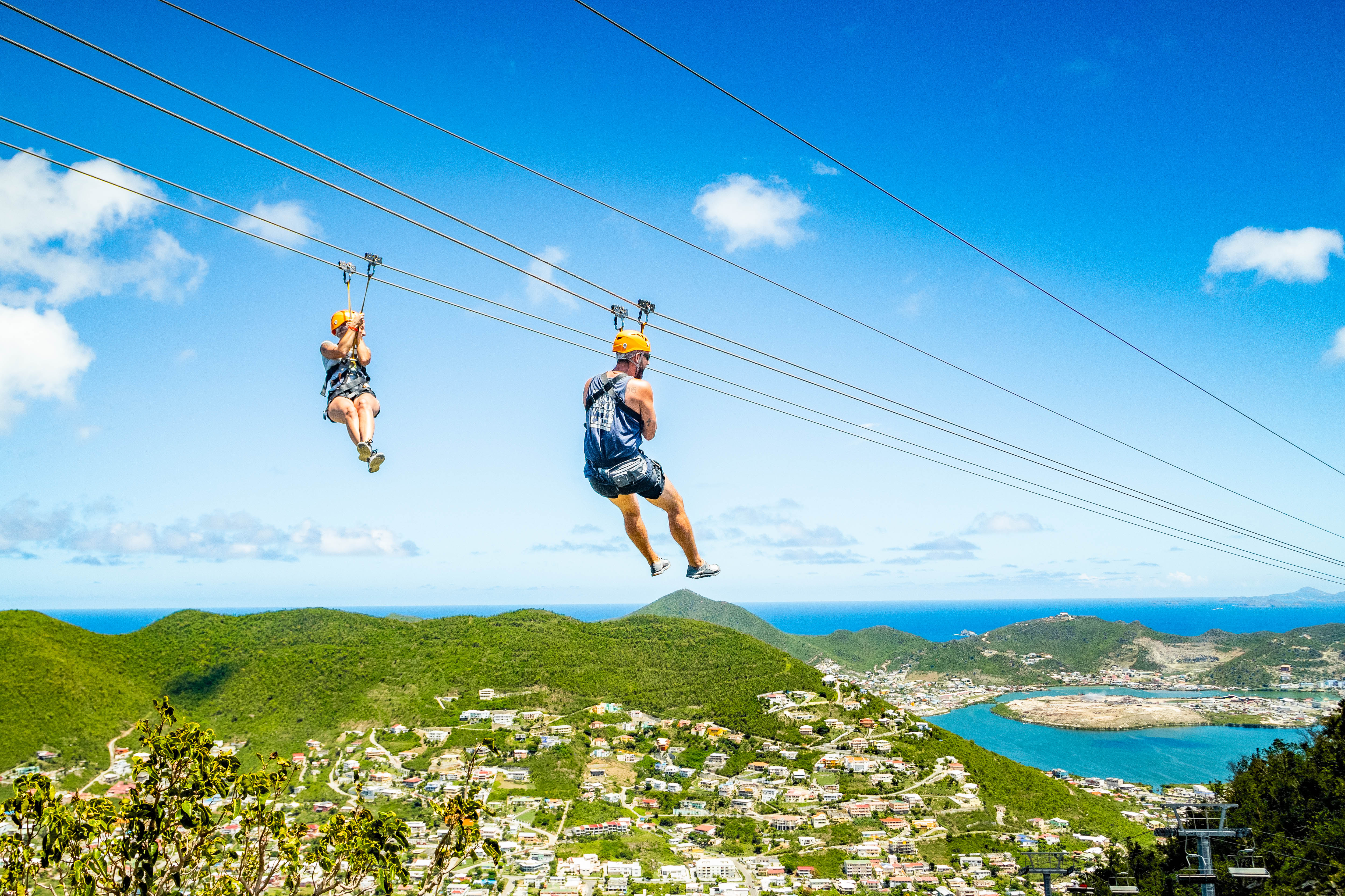 The Sentry Hill Zipline combines the sensational landscape with exciting adventure at Rainforest Adventures Rockland Estate in St. Maarten.