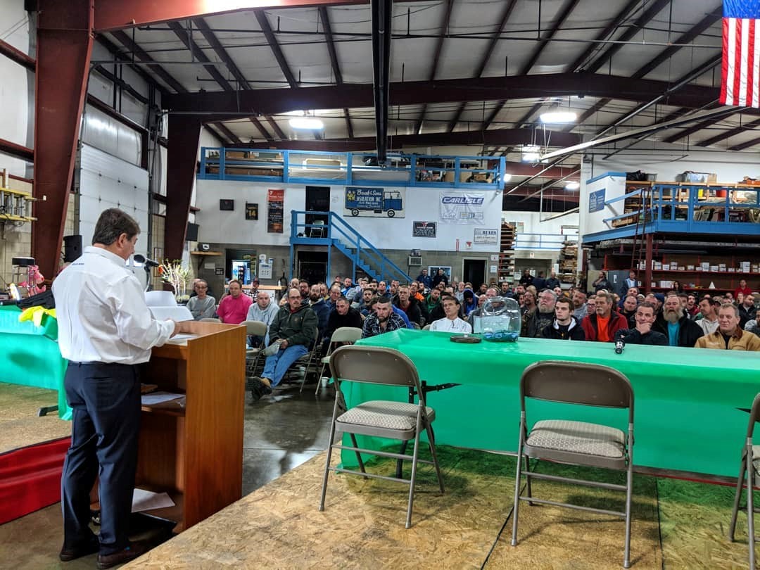 Sam Boak addresses company employees at Boak & Sons' Annual Safety Day 2018.