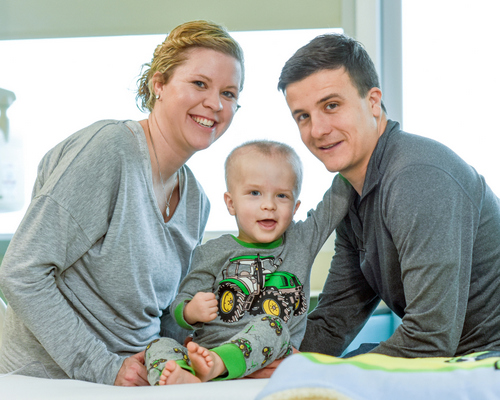 Emily and Matt Springer with their 2-year-old son Henry. Henry went to Nationwide to have his stem cells harvested in 2018. This collaborative  will allow kids like Henry to stay closer to home at Day