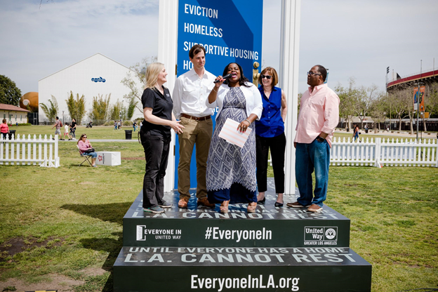 Elise Buik, United Way of Greater Los Angeles; Gregg Sherkin, Wells Fargo; Veronica Lewis, HOPICS; Dr. Lori Bettison-Varga, Natural History Museum of L.A. County; Supervisor Mark Ridley-Thomas