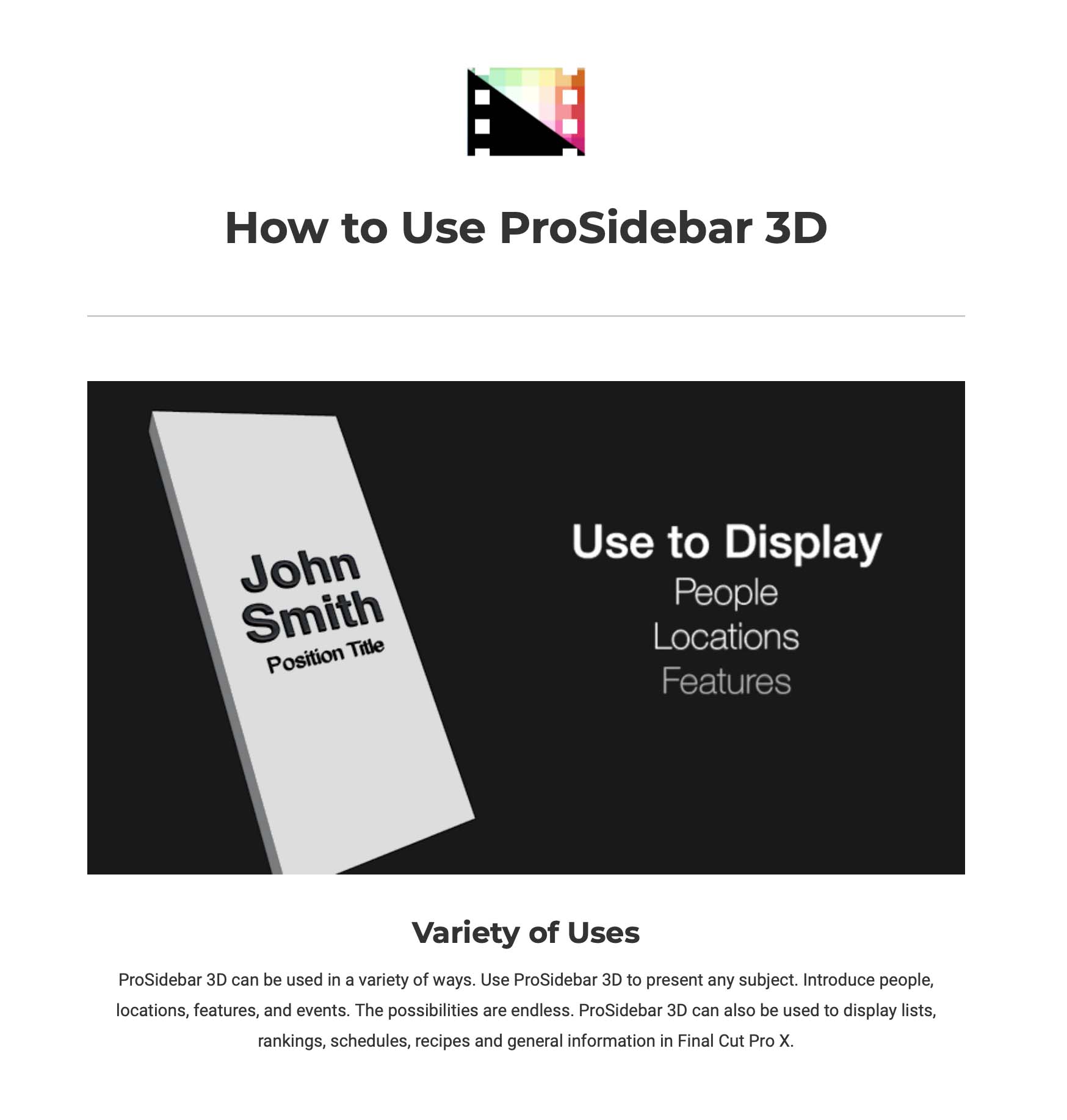 Pixel Film Studios - ProSidebar 3D Corporate 2 - FCPX Plugins