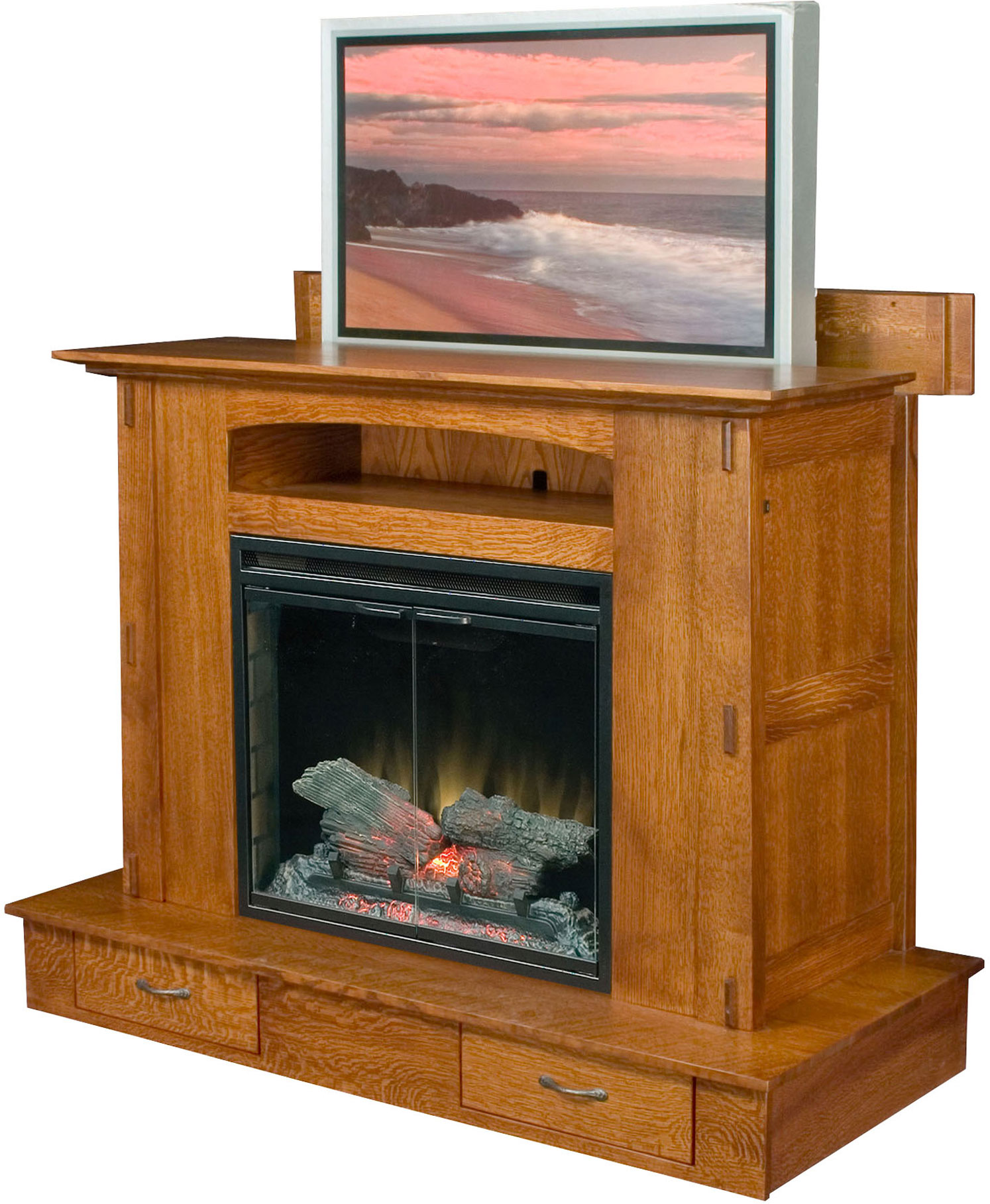 Solid Wood Modesto Fireplace with optional TV Lift