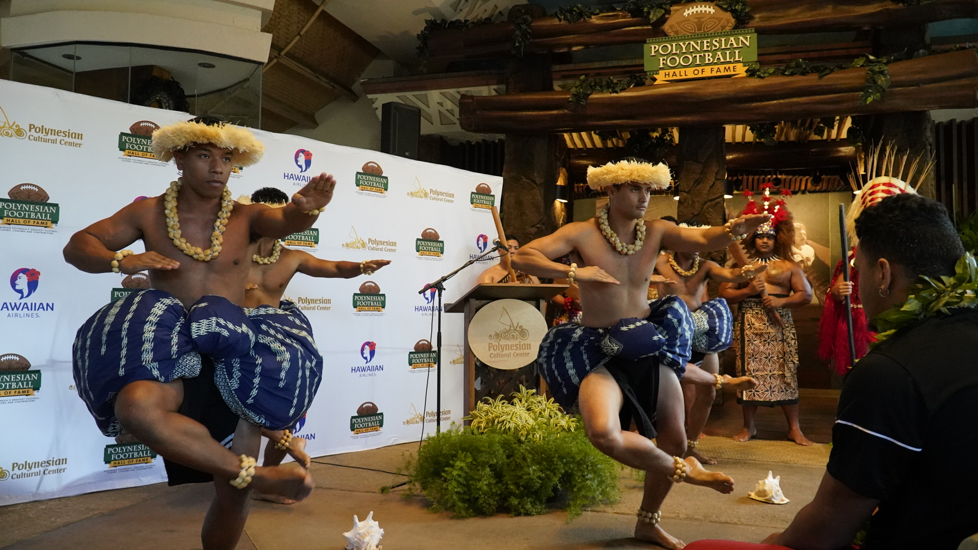 Polynesian cultural performers welcome the inductees during ceremony
