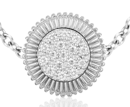 The Musica Medium Pendant Necklace with one screw in 18K white gold with diamonds