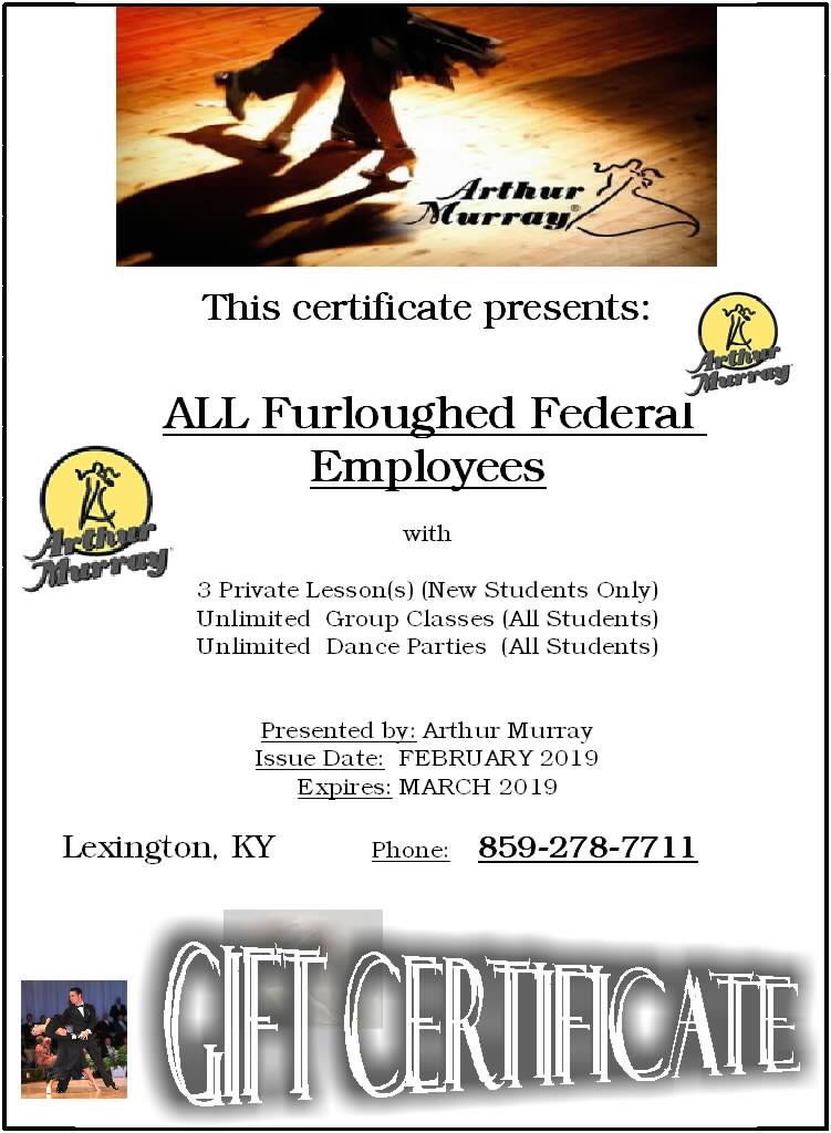 FEDERAL EMPLOYEES GIFT CERTIFICATE