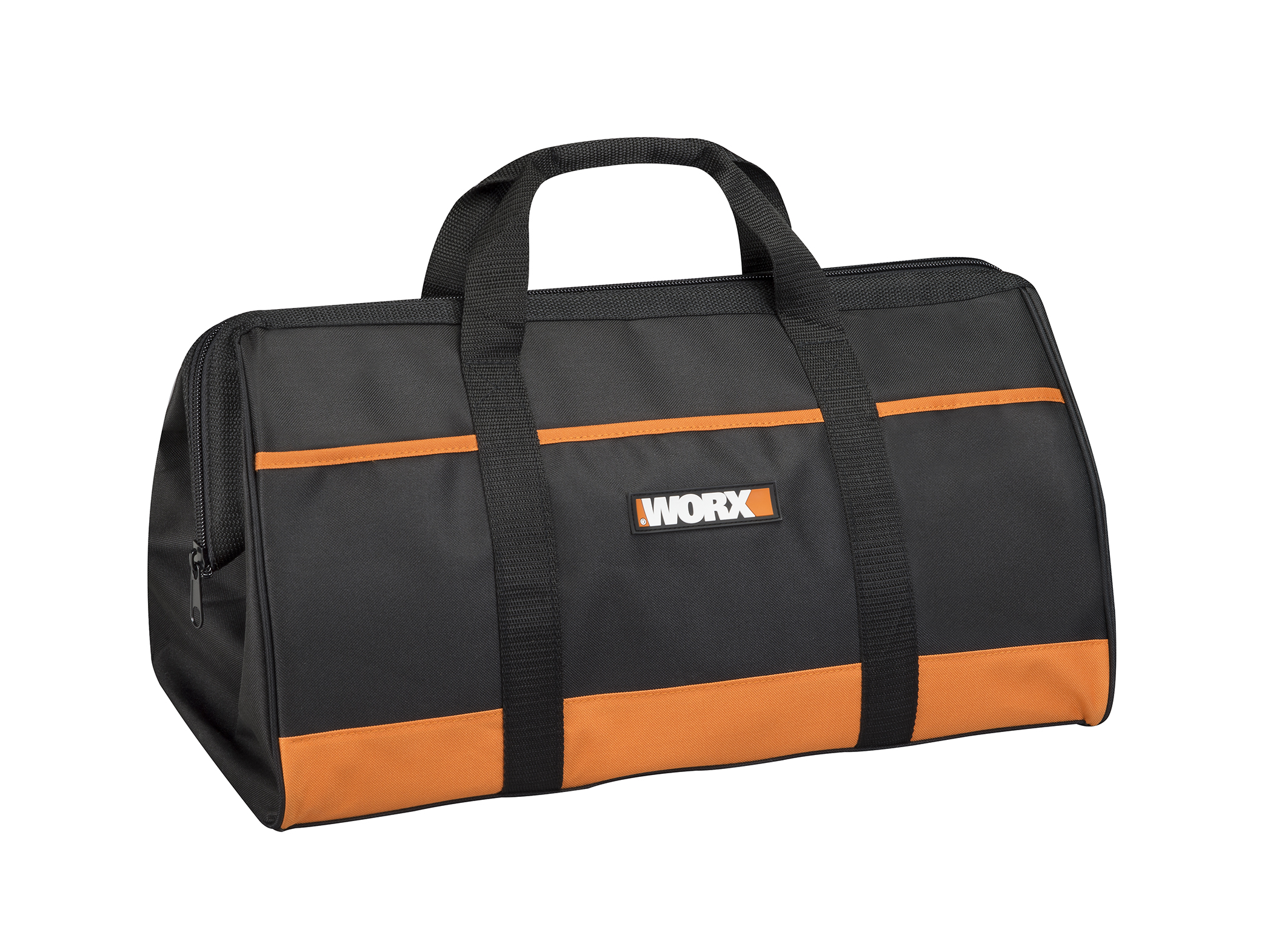 WORX Large Zippered Tool Tote with Interior and Exterior Pockets is made of heavy-duty nylon with a zippered closure.