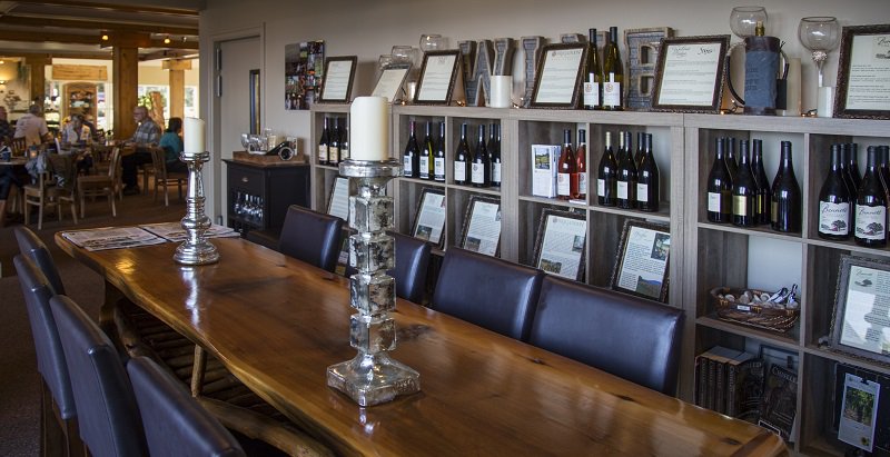 Overleaf Lodge & Spa offers guests a cozy wine cove to sample the regional bounty.