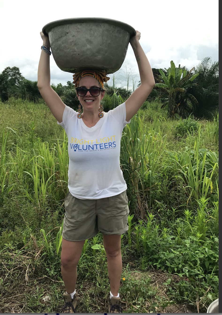 Bright Light Volunteer founder Catherine Greenberg while leading a group of students from CA to build a school in the Volta Region of Ghana. BLV currently operates in ten countries around the world!