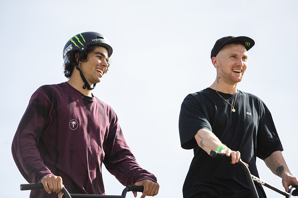 Monster Energy's Kevin Peraza and Dan Lacey at Toyota BMX Triple Challenge in Arlington, Texas.