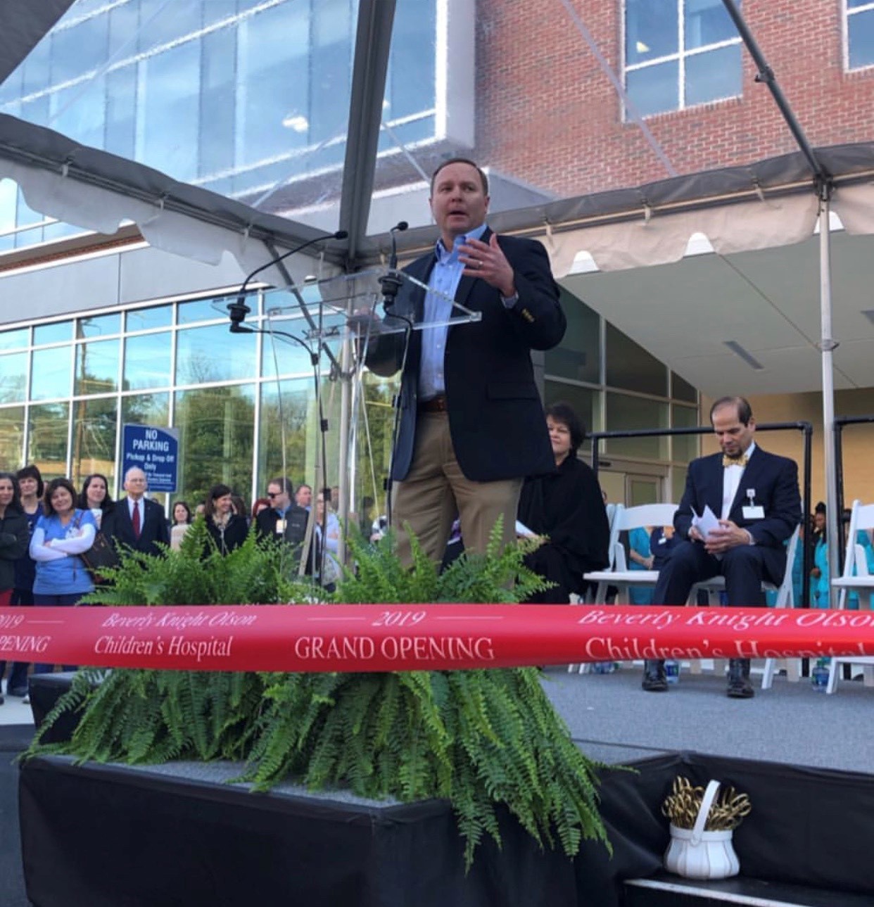 Robins & Morton superintendent, Jeff Jones, spoke at the Beverly Knight Olson Children's Hospital, Navicent Health's official ribbon cutting on Feb. 25.