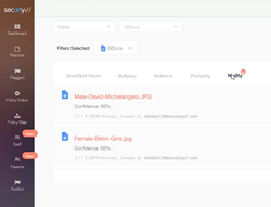 Securly's nudity detection feature flags inappropriate, lewd images when uploaded to Google Drive or attached to a Gmail message.