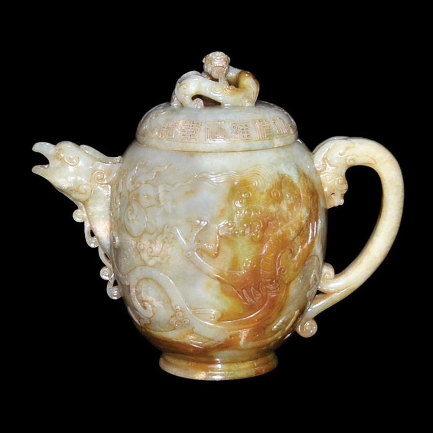 Carved jade pot with cover