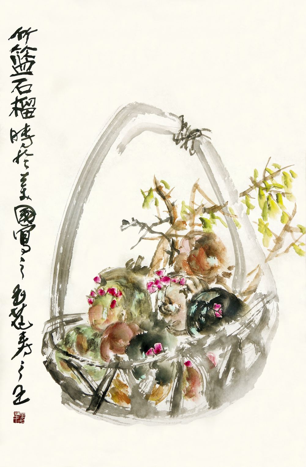 "Pomegranates in Bamboo Basket"  by Dr. Yuhua Shouzhi Wang made $1,270,000 at Gianguan Auctions, setting a new world record for the artist.