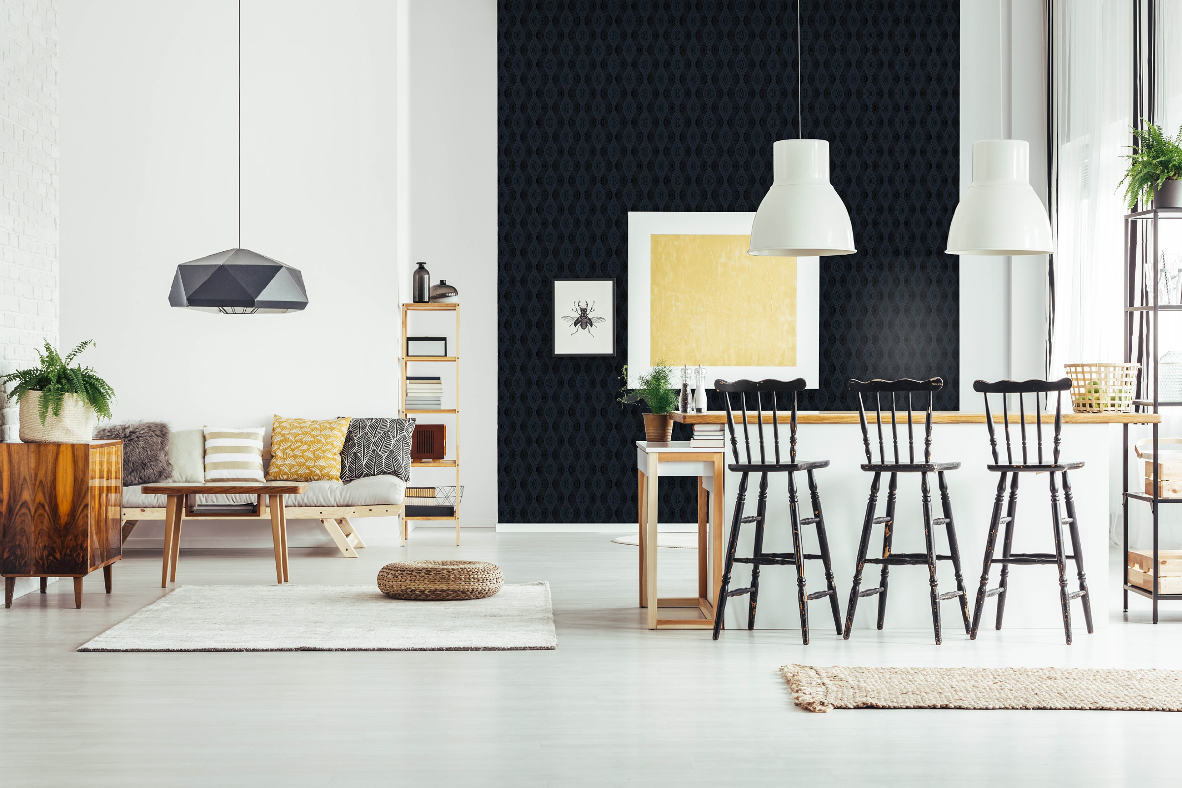 DuPont™ Artisse™ Dazzling Wallpaper in Livingroom