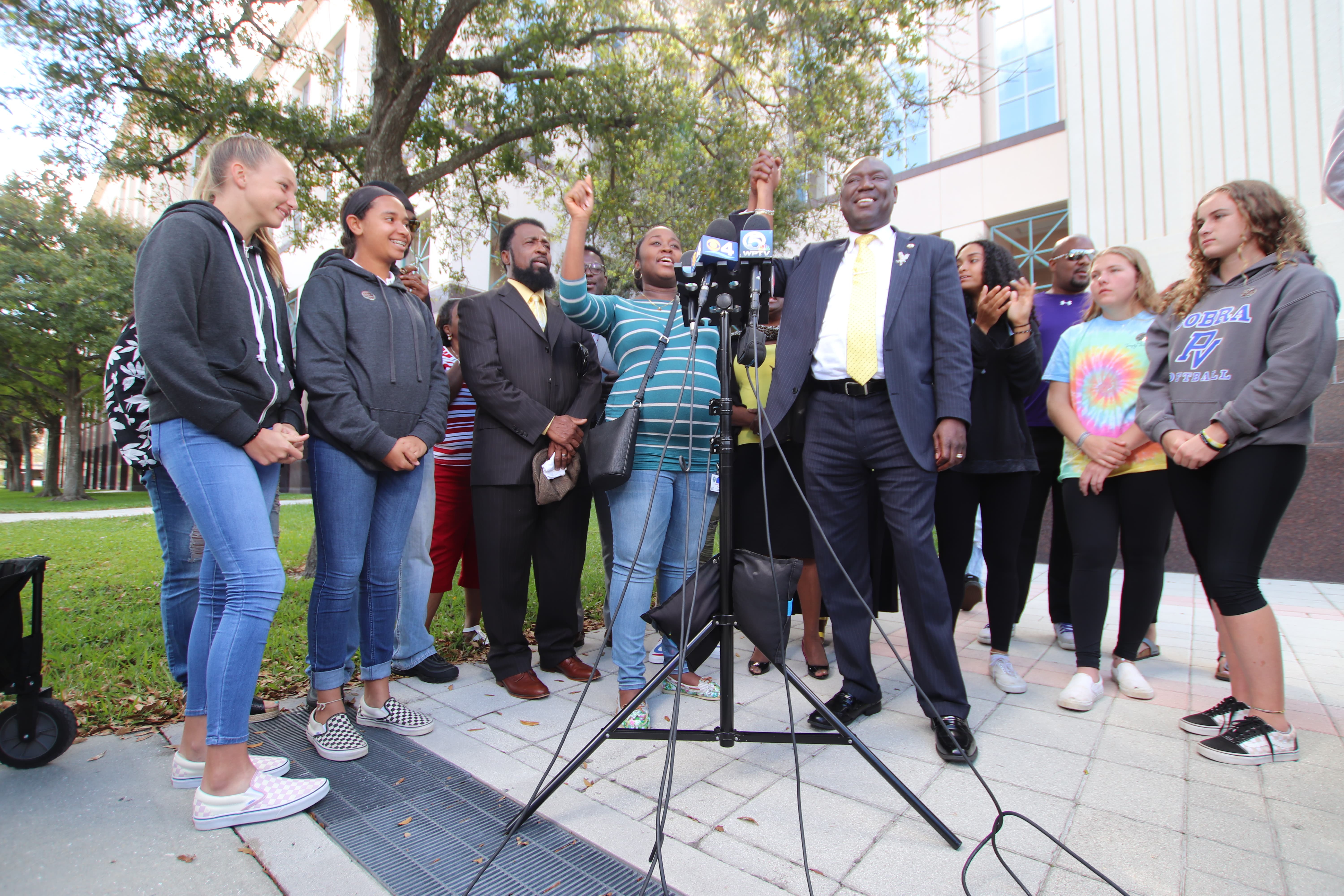 Jones Family with Supporters and Attorney Ben Crump Singing Victory Is Mine....