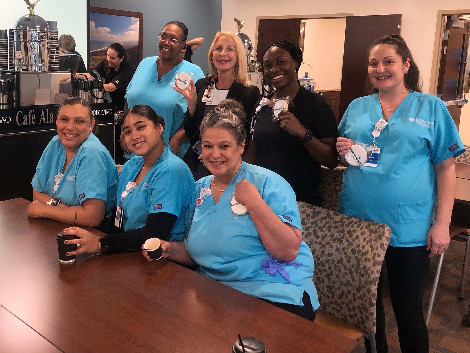 AdventHealth Wesley Chapel CEO Denyse Bales-Chubb celebrates with her care team.