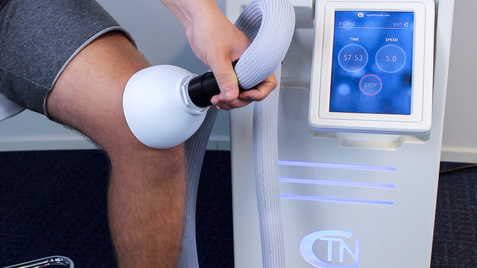 X ° Cryo ™ In UseX. ° Cryo ™ - Localised cryotherapy machine being used to ...