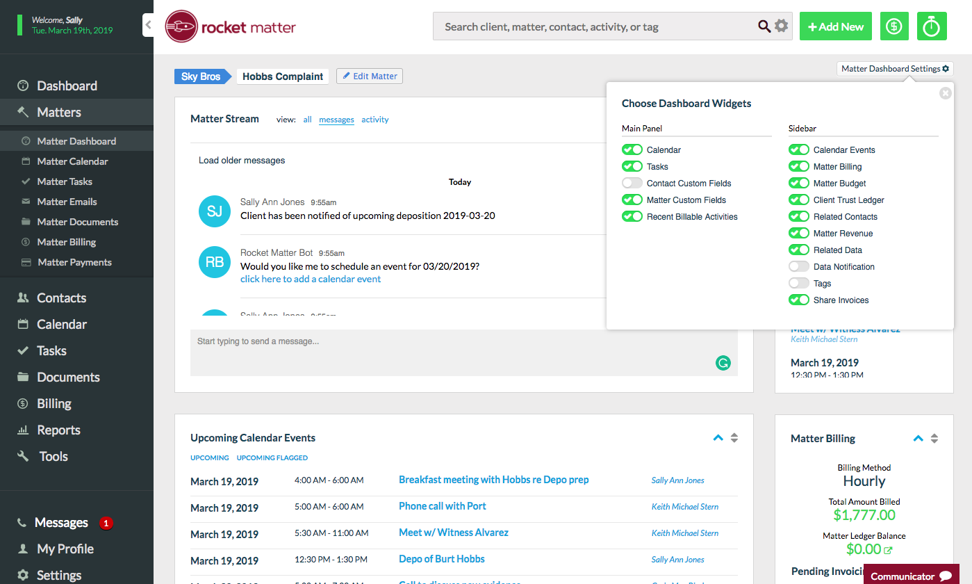 Customizable Matter Dashboards