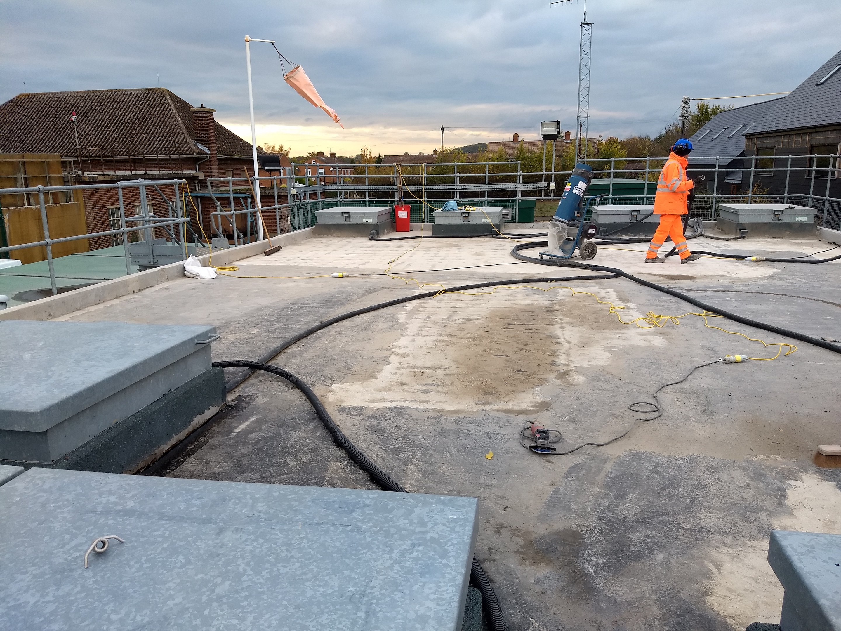 Waiting for the cure: After sealing all cracks with PENECRETE MORTAR, a PENETRON slurry coating was applied to the surface of the Pullox Hill water storage tank to start the curing process.