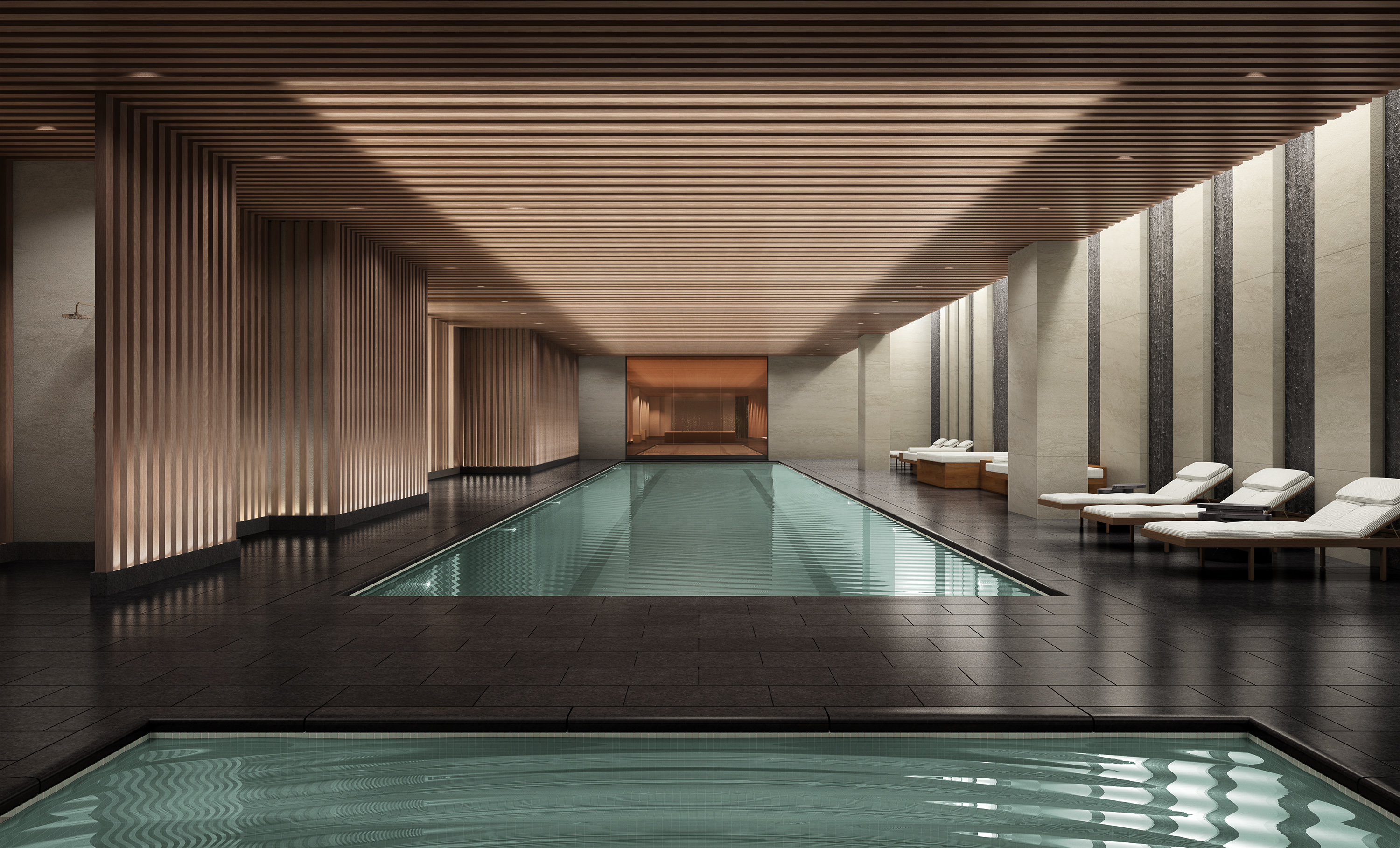 Luxury condominium owners at 111 Murray Street in New York’s TriBeCa are able to indulge in coed thermal bathing–a growing trend.