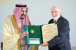 Custodian of the Two Holy Mosques King Salman handed the 2019 King Faisal Prize in Science in the field of Chemistry to Professor Jean M.J. Fréchet, vice president emeritus and former senior vice president for Research, Innovation and Economic Development