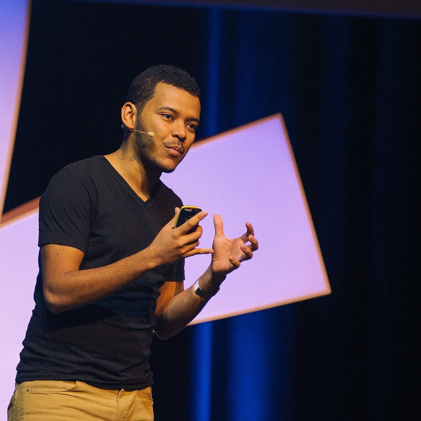 Company CEO Caya using Slidebean at a TEDx Talk