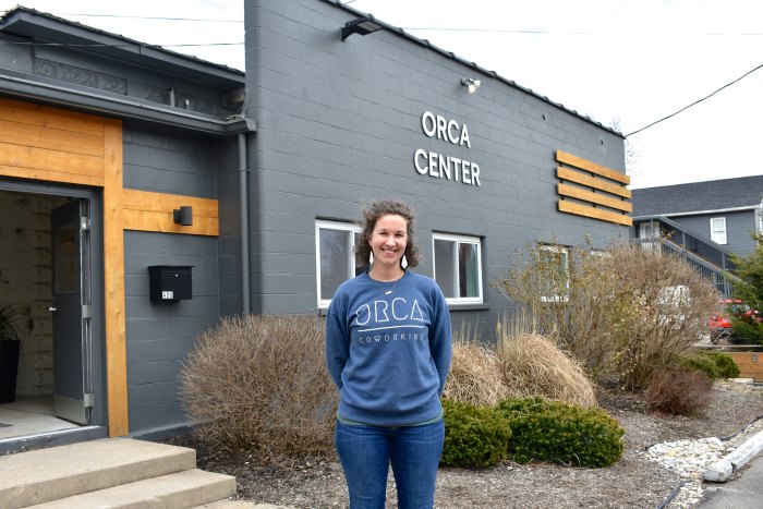 Rachel Pitman gave attendees a tour of ORCA Coworking in Mason, Ohio.