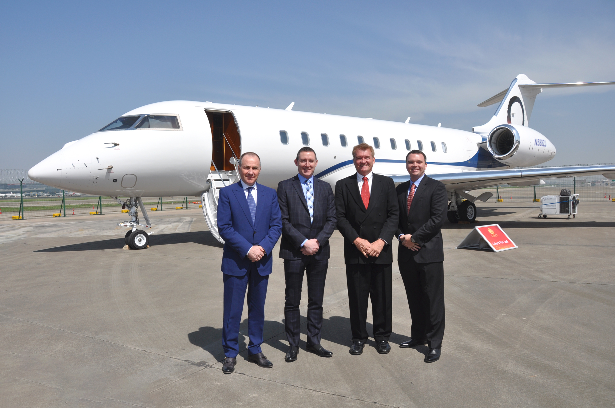ABACE 2019 (April 15) - Left to Right: Michel Coulomb, Co-Owner and CEO, Elit’Avia; Nick Houseman, Co-Owner and Board Member, Elit’Avia; Phil Mulacek, Chairman, OJets and Marc Vinson, Treasurer, OJets