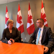 Member of Parliament Deborah Schulte met with UBC District Vice President Jason Rowe.