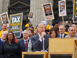 Carpenters in New York City were joined by New York Attorney General Letitia James and Manhattan District Attorney Cyrus Vance, Jr., as well as district attorneys Darcel Clark of the Bronx, Eric Gonza